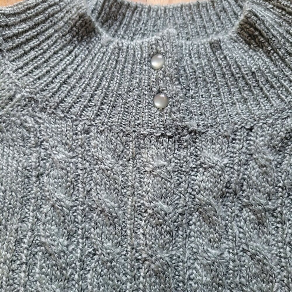Carolyn Taylor Womens Green Cable Knit Pullover Sweater With Button Accents - Si - Picture 3 of 4